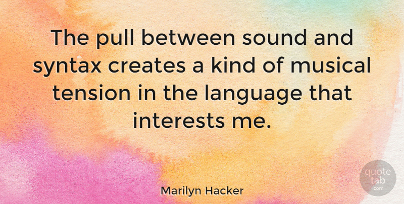 Marilyn Hacker Quote About Musical, Sound, Syntax: The Pull Between Sound And...