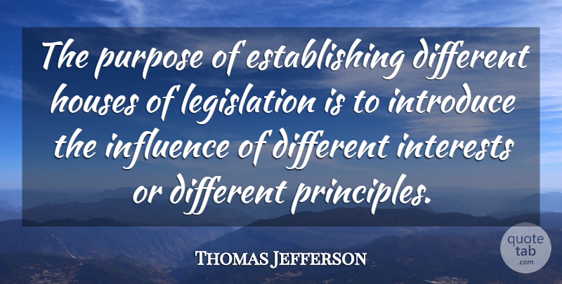 Thomas Jefferson Quote About House, Political, Purpose: The Purpose Of Establishing Different...