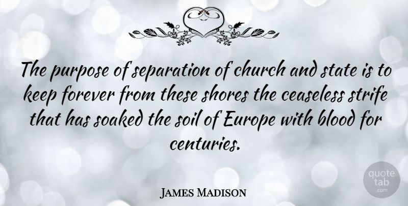James Madison Quote About Patriotic, Blood, Europe: The Purpose Of Separation Of...