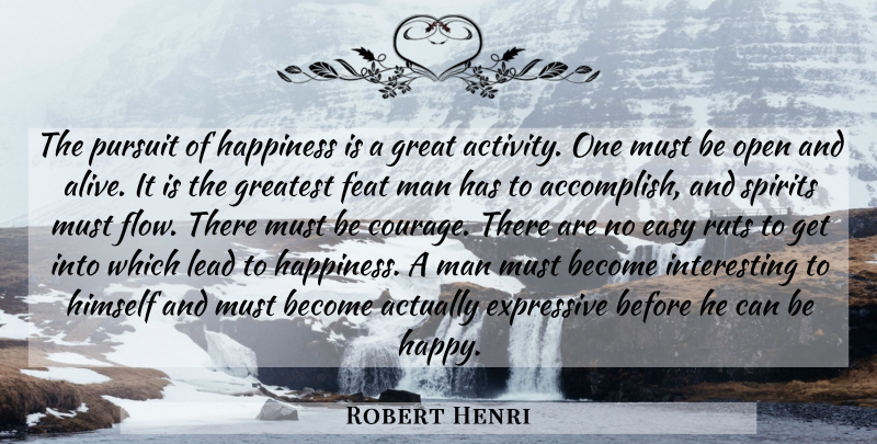 Robert Henri Quote About Pursuit Of Happiness, Men, Interesting: The Pursuit Of Happiness Is...