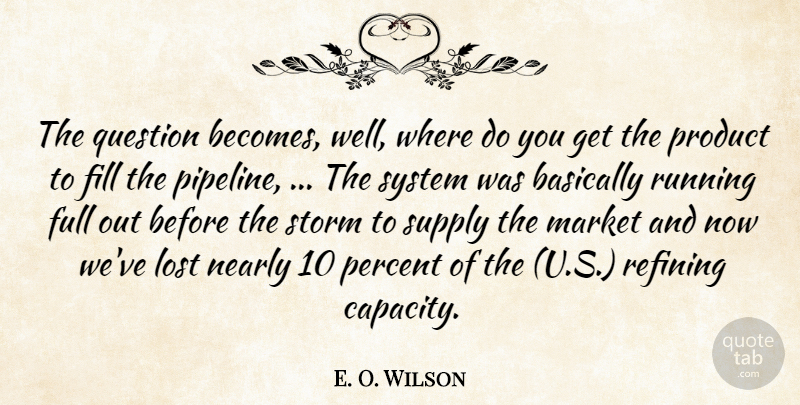 E. O. Wilson Quote About Basically, Fill, Full, Lost, Market: The Question Becomes Well Where...
