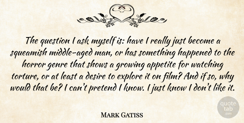 Mark Gatiss Quote About Men, Horror Genre, Desire: The Question I Ask Myself...