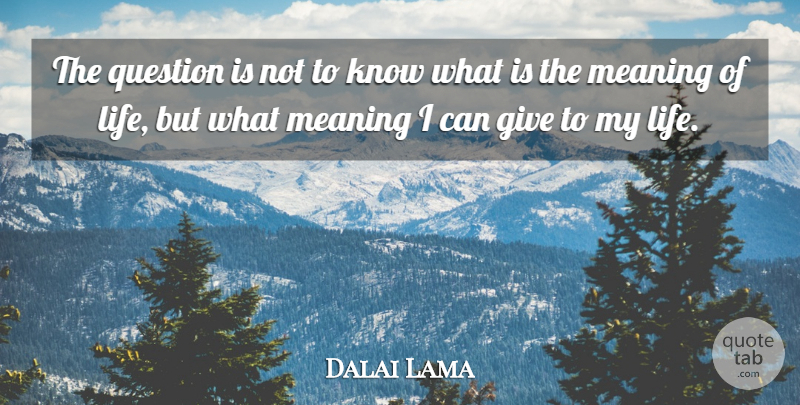 Dalai Lama Quote About Giving, Purpose, Meaning Of Life: The Question Is Not To...
