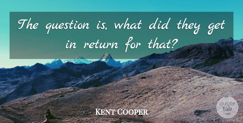 Kent Cooper Quote About Question, Return: The Question Is What Did...