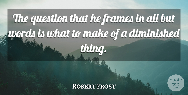 Robert Frost Quote About undefined: The Question That He Frames...