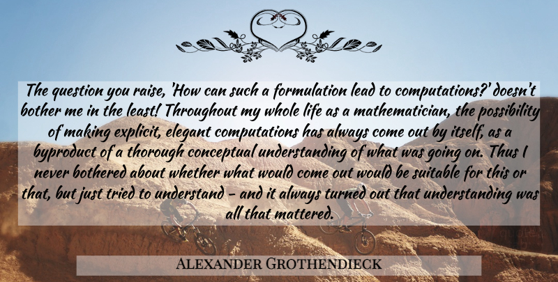 Alexander Grothendieck Quote About Math, Understanding, Would Be: The Question You Raise How...