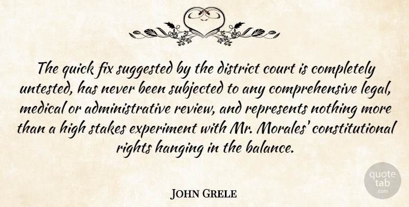 John Grele Quote About Court, District, Experiment, Fix, Hanging: The Quick Fix Suggested By...
