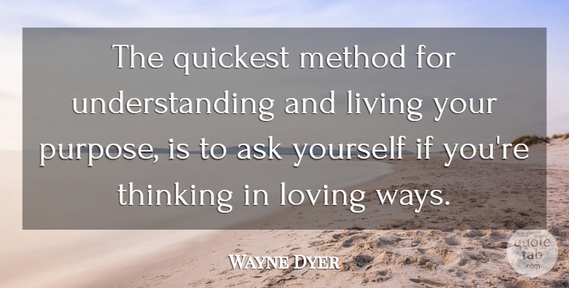 Wayne Dyer Quote About Attitude, Thinking, Understanding: The Quickest Method For Understanding...