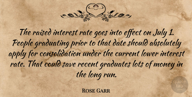 Rose Garr Quote About Absolutely, Apply, Current, Date, Effect: The Raised Interest Rate Goes...