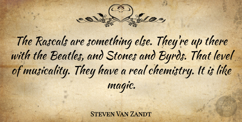 Steven Van Zandt Quote About Level, Rascals, Stones: The Rascals Are Something Else...