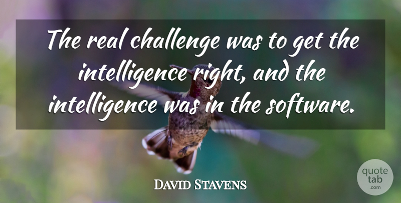 David Stavens Quote About Challenge, Intelligence: The Real Challenge Was To...