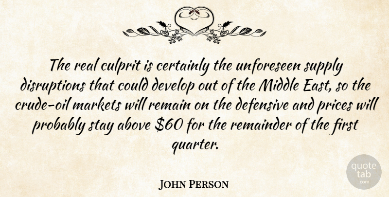 John Person Quote About Above, Certainly, Culprit, Defensive, Develop: The Real Culprit Is Certainly...