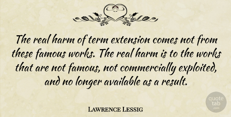 Lawrence Lessig Quote About American Educator, Available, Extension, Famous, Longer: The Real Harm Of Term...