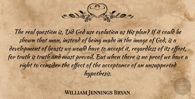 William Jennings Bryan Quote About Real, Acceptance, Men: The Real Question Is Did...