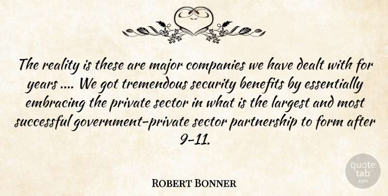 Robert Bonner Quote About Benefits, Companies, Dealt, Embracing, Form: The Reality Is These Are...