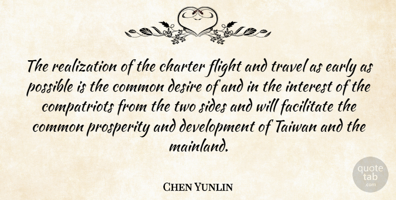 Chen Yunlin Quote About Charter, Common, Desire, Early, Facilitate: The Realization Of The Charter...