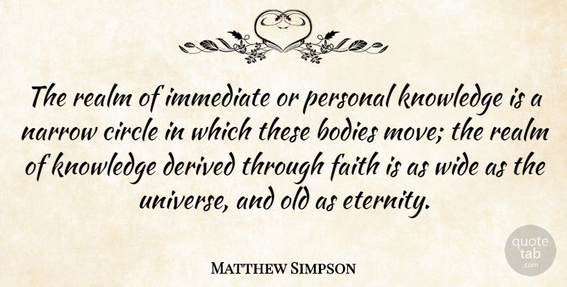 Matthew Simpson Quote About Faith, Moving, Personal Knowledge: The Realm Of Immediate Or...
