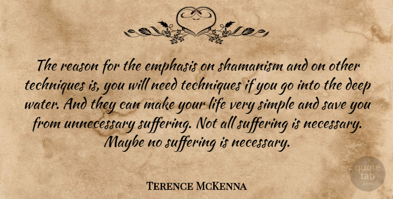 Terence McKenna Quote About Simple, Deep Water, Suffering: The Reason For The Emphasis...