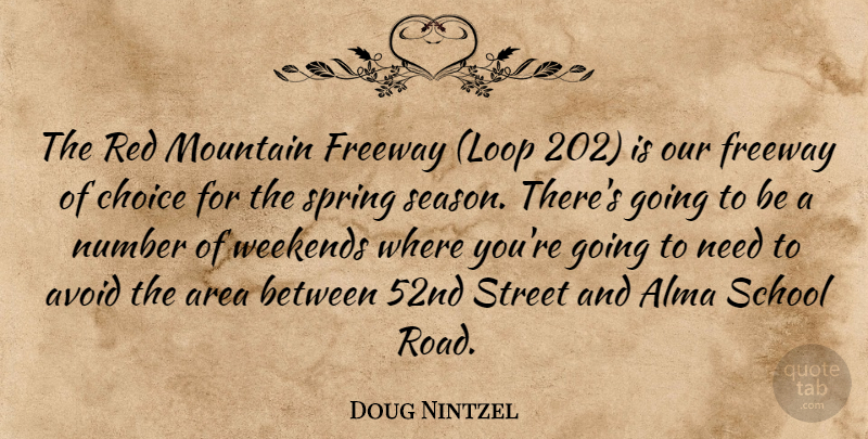 Doug Nintzel Quote About Area, Avoid, Choice, Mountain, Number: The Red Mountain Freeway Loop...
