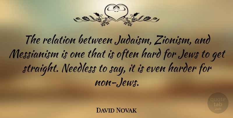 David Novak Quote About Jews, Needless, Relation: The Relation Between Judaism Zionism...