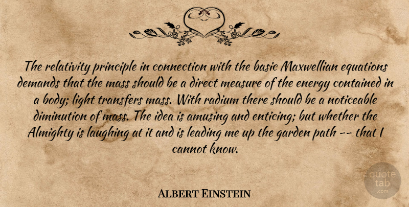 Albert Einstein Quote About Garden, Light, Ideas: The Relativity Principle In Connection...