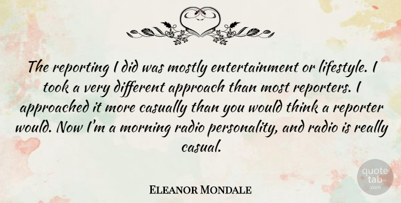 Eleanor Mondale Quote About Morning, Thinking, Personality: The Reporting I Did Was...