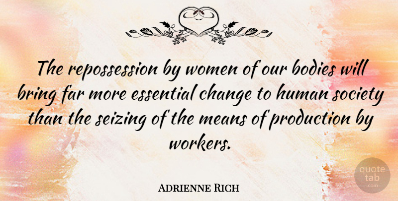 Adrienne Rich Quote About Mean, Aquariums, Body: The Repossession By Women Of...