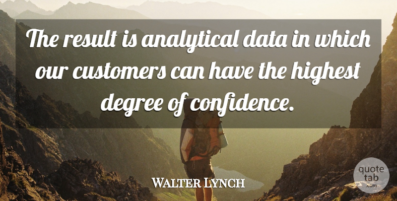 Walter Lynch Quote About Analytical, Customers, Data, Degree, Highest: The Result Is Analytical Data...