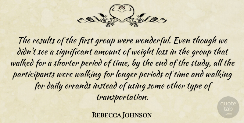 Rebecca Johnson Quote About Amount, Daily, Group, Instead, Longer: The Results Of The First...
