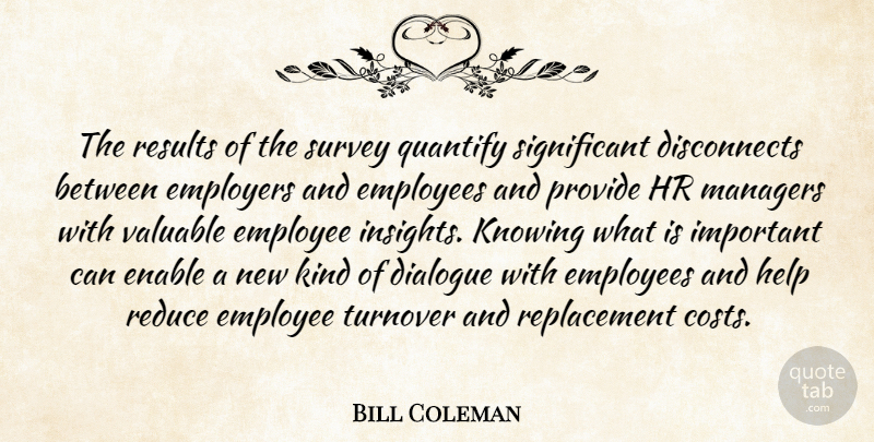 Bill Coleman Quote About Dialogue, Employees, Employers, Enable, Help: The Results Of The Survey...