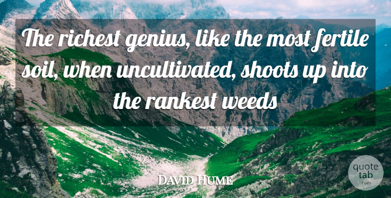David Hume Quote About Weed, Genius, Soil: The Richest Genius Like The...