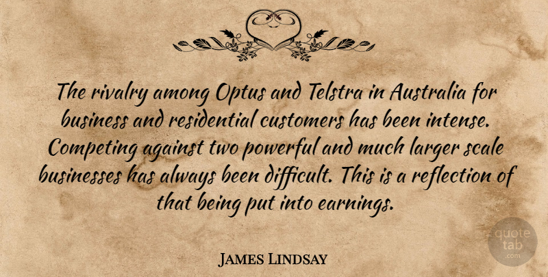 James Lindsay Quote About Against, Among, Australia, Business, Businesses: The Rivalry Among Optus And...