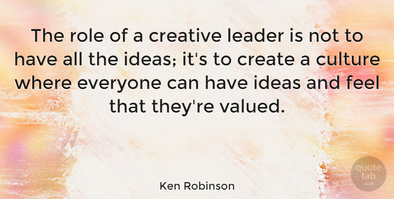 Ken Robinson Quote About Ideas, Creative, Leader: The Role Of A Creative...