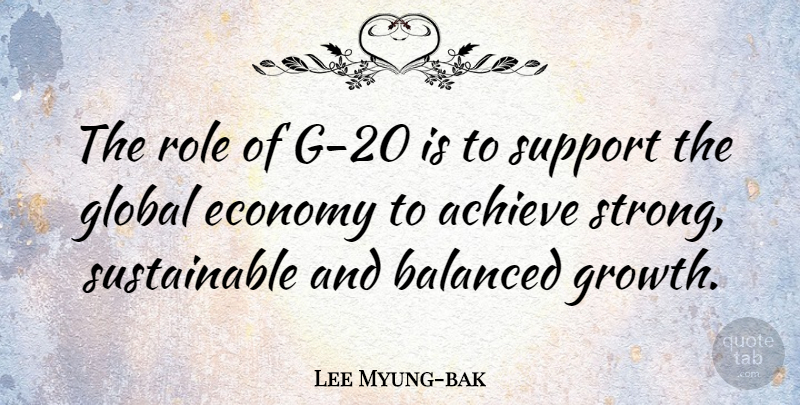 Lee Myung-bak Quote About Strong, Support, Growth: The Role Of G 20...