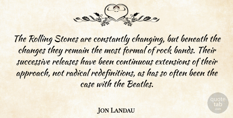Jon Landau Quote About Rocks, Rolling, Band: The Rolling Stones Are Constantly...