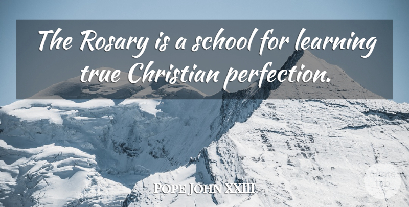 Pope John XXIII Quote About Christian, School, Perfection: The Rosary Is A School...