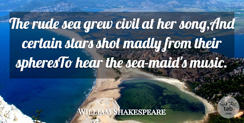 William Shakespeare Quote About Certain, Civil, Grew, Hear, Madly: The Rude Sea Grew Civil...