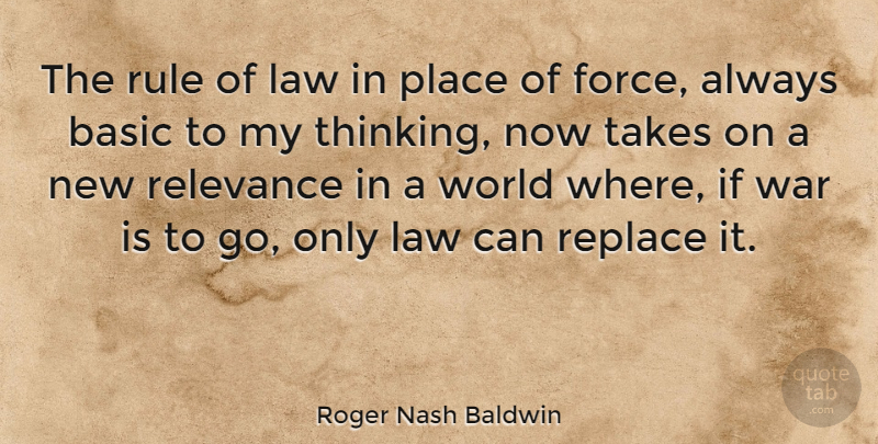 Roger Nash Baldwin Quote About War, Thinking, Law: The Rule Of Law In...