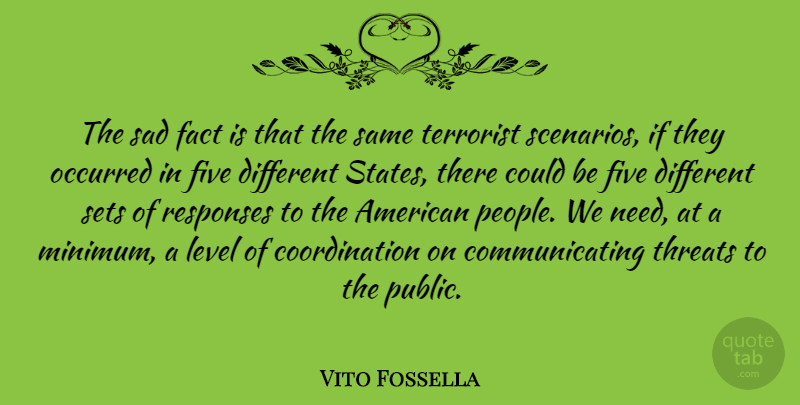 Vito Fossella Quote About People, Different, Needs: The Sad Fact Is That...