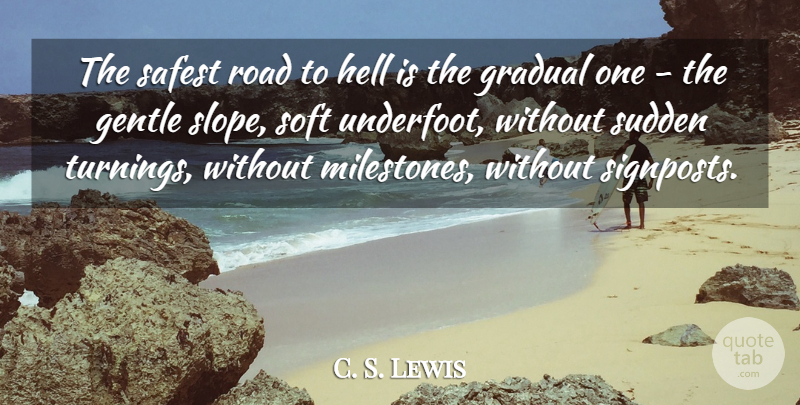 C. S. Lewis Quote About Thought Provoking, Religion, Literature: The Safest Road To Hell...