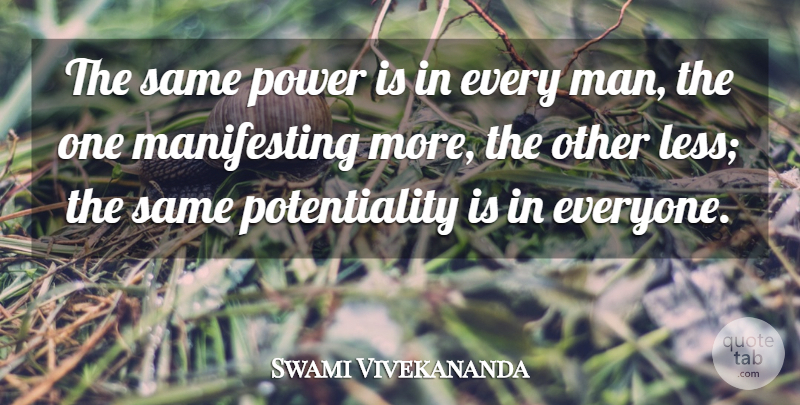Swami Vivekananda Quote About Men, Power, Manifest: The Same Power Is In...