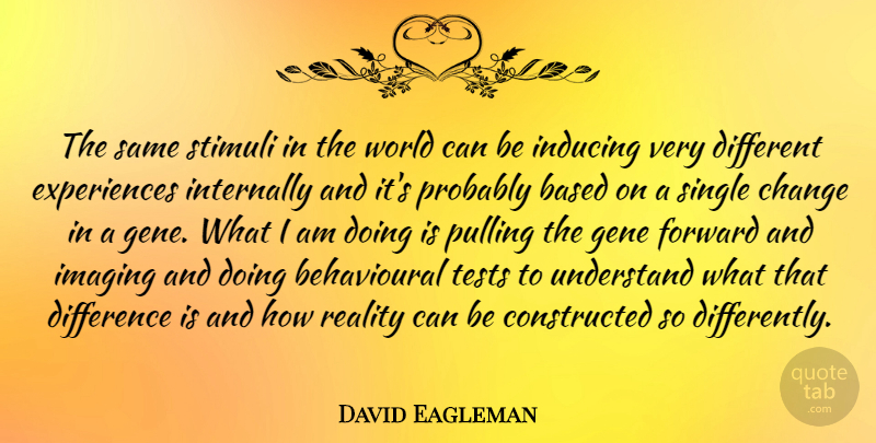 David Eagleman Quote About Based, Change, Difference, Gene, Imaging: The Same Stimuli In The...