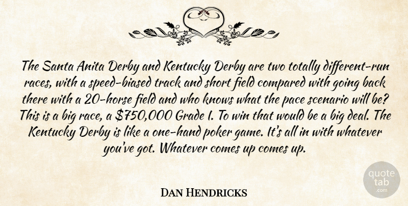 Dan Hendricks Quote About Compared, Derby, Field, Grade, Kentucky: The Santa Anita Derby And...