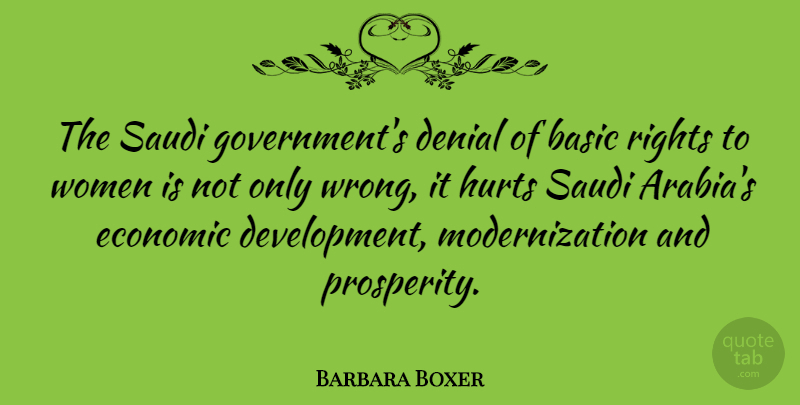 Barbara Boxer Quote About Hurt, Rights, Government: The Saudi Governments Denial Of...
