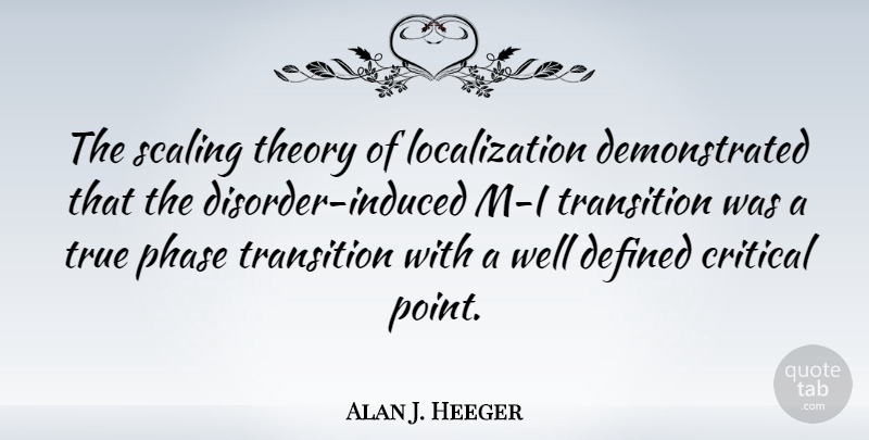 Alan J. Heeger Quote About Critical, Defined, Phase, Scaling, Theory: The Scaling Theory Of Localization...