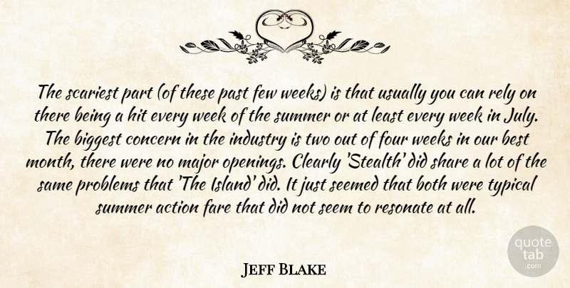Jeff Blake Quote About Action, Best, Biggest, Both, Clearly: The Scariest Part Of These...