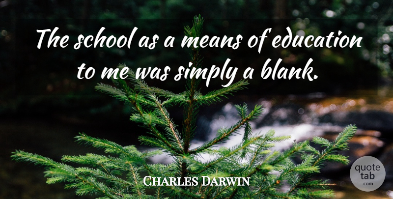 Charles Darwin Quote About Education, Mean, School: The School As A Means...