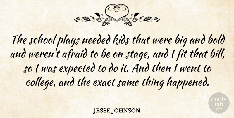 Jesse Johnson Quote About Exact, Expected, Fit, Kids, Needed: The School Plays Needed Kids...
