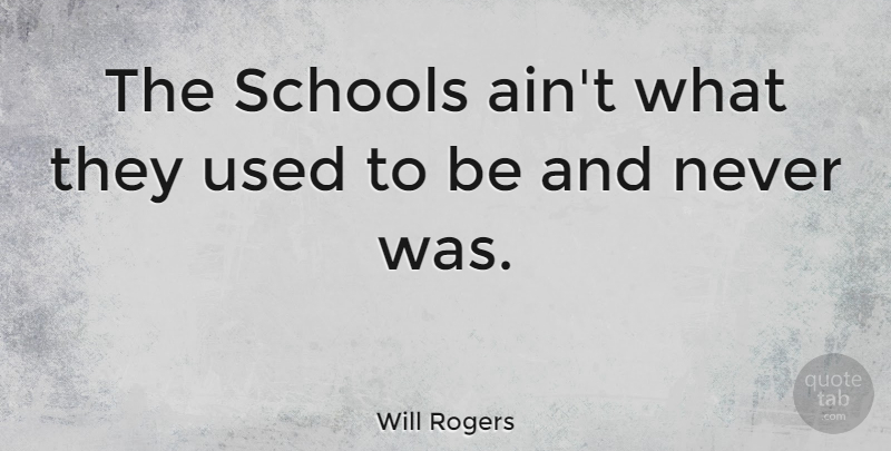 Will Rogers Quote About Educational, School, Nostalgia: The Schools Aint What They...