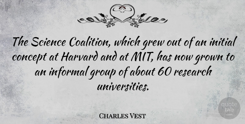 Charles Vest Quote About American Educator, Concept, Grew, Grown, Harvard: The Science Coalition Which Grew...